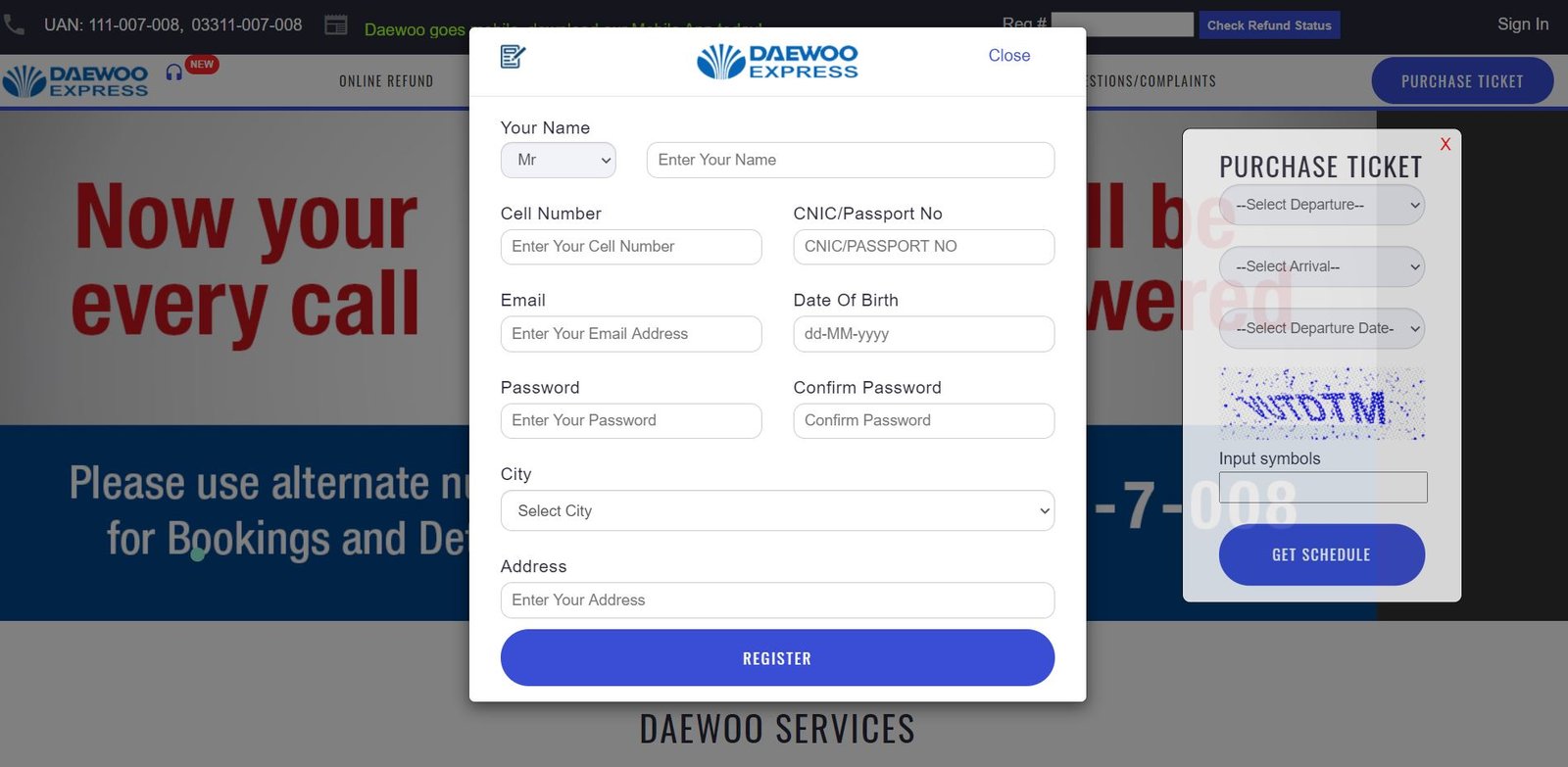 Daewoo Express Online Booking daewoo express online booking registration process